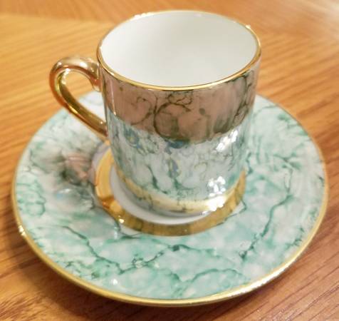 HBX1 Green Flat Demitasse Cup & Saucer Set