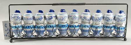 Amalfi Coast Spice Shaker Set (10 Shakers & Rack)