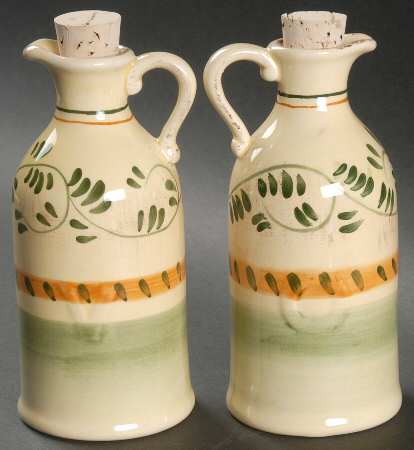 Amalfi Verde Handled Oil and Vinegar with Cork Stoppers