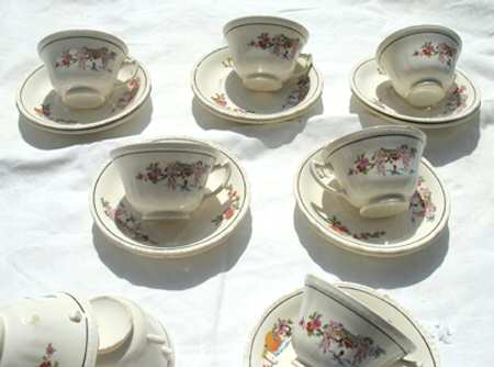 Japanese Garden Footed Cup & Saucer Set