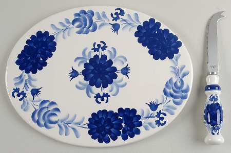 Flower Cheese Tray & Knife Set