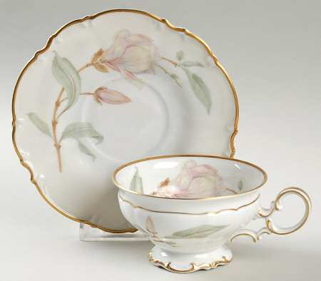 Magnolia (8230, Sylvia, White) Footed Cup & Saucer Set