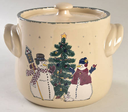 Snowman Bean Pot & Lid