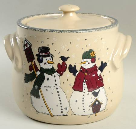 Snowman Bean Pot & Lid