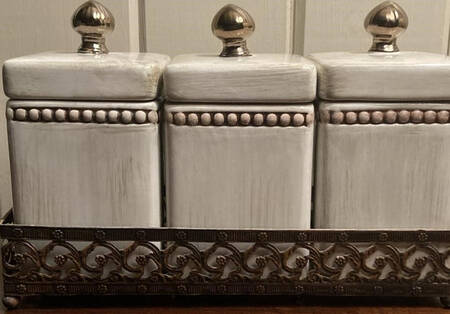Valencia Small Canister - Set of 3 with Metal Base