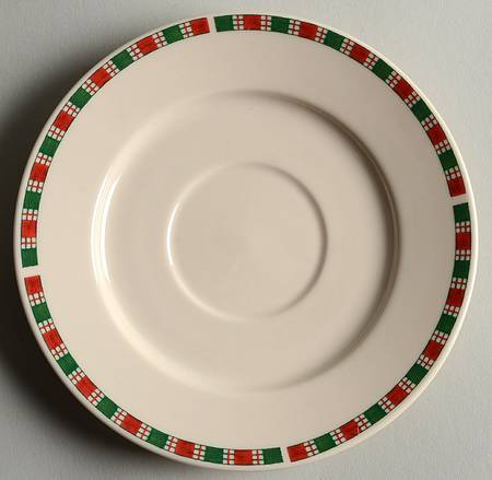 Tartan Ribbon (Cream Background, Gold Trim) Saucer