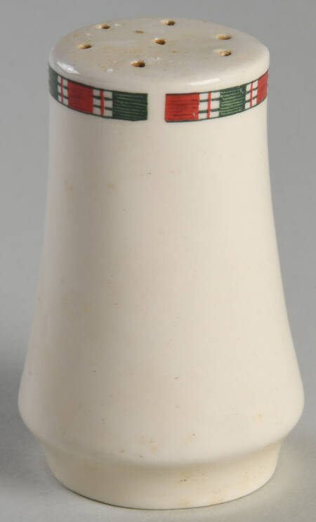Tartan Ribbon (Cream Background, Gold Trim) Pepper Shaker