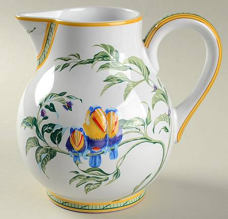 Faience Toucans Tea/Coffee Pot No Lid