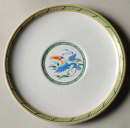 Faience Toucans Saucer for Breakfast Cup