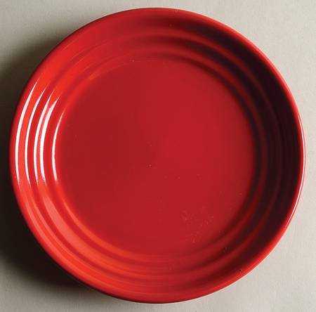 Red Ribbed Salad Plate