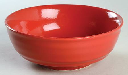 Red Ribbed Coupe Soup Bowl