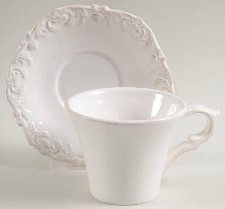 Madison Collection Antique White Flat Cup & Saucer Set