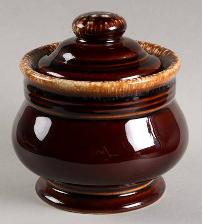 Brown Ring Sugar Bowl & Lid