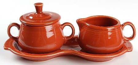 Fiesta Paprika (Intro 2010) Creamer & Sugar with Lid & Tray Set