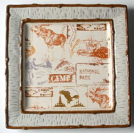 Lake Cabin 14" Square Platter