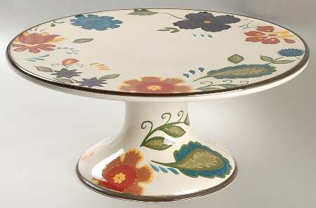 American Simplicity Vine Floral 12" Diameter Pedestal Cake Stand