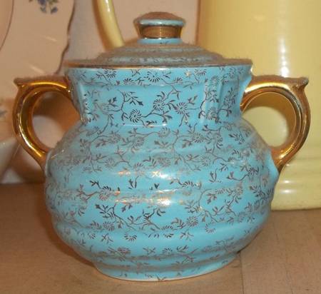 Mini Fleurette Turquoise Sugar Bowl & Lid