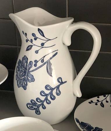 Blue and White Pitcher