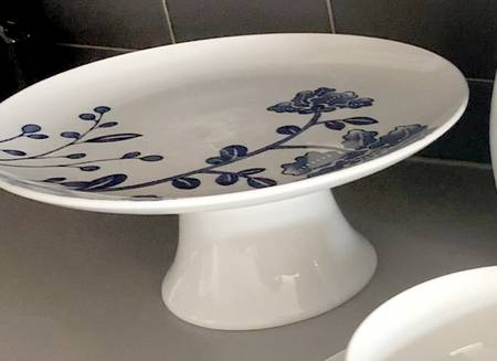 Blue and White Pedestal Cake Stand