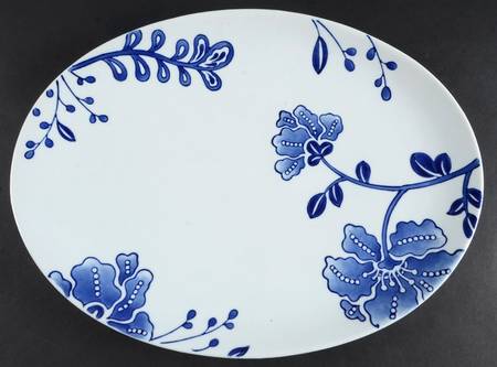 Blue and White 16" Oval Serving Platter