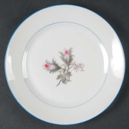 Moss Rose(Blue Trim, Gray Leaves) Salad Plate