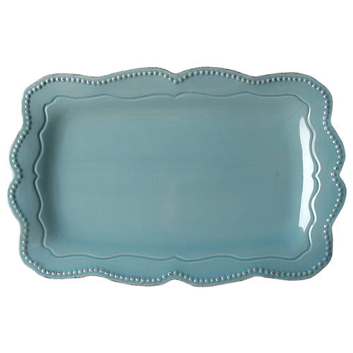 Capri Aqua 14" Rectangular Serving Platter