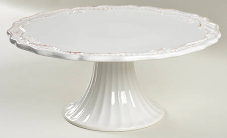Capri White Footed Cake Plate
