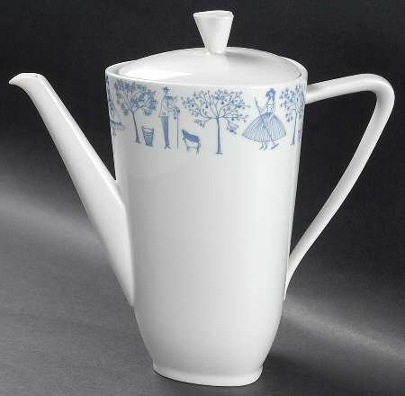Blue Garden Coffee Pot & Lid