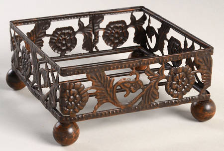 Beaded Antique White Metal Base for Medium Canister