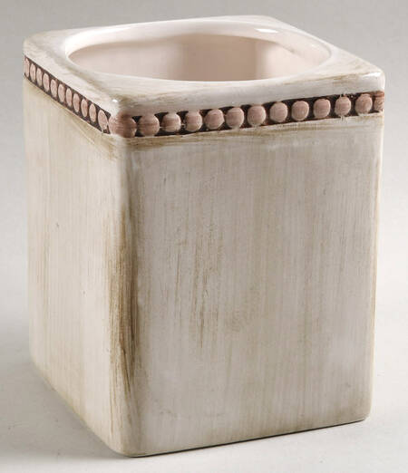 Beaded Antique White Medium Canister No Lid