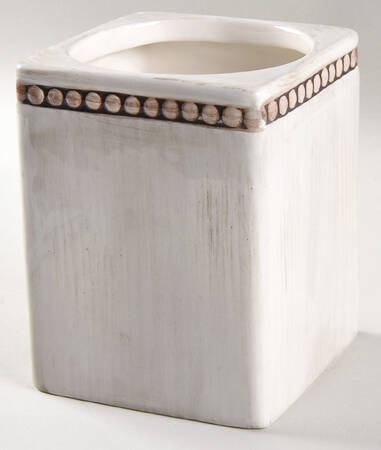 Beaded Antique White Small Canister No Lid
