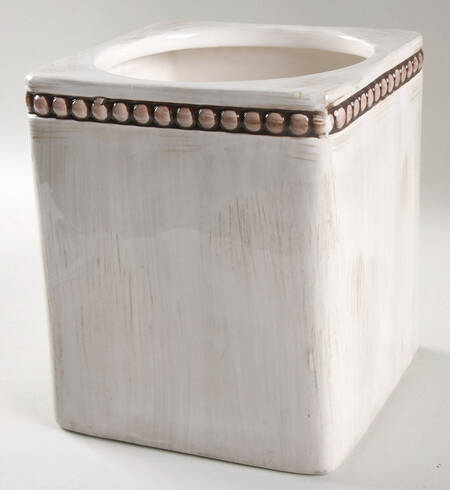 Beaded Antique White Large Canister No Lid