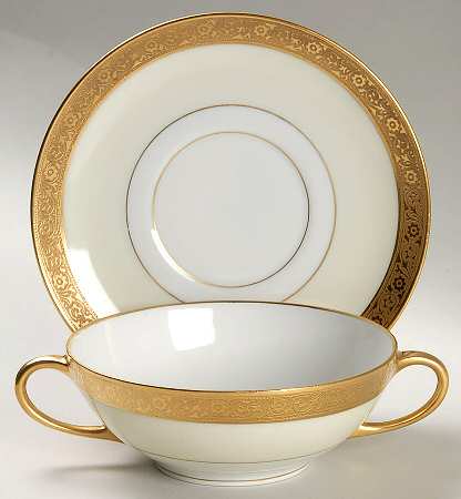 HUT5 Reverse Flat Cream Soup Bowl & Saucer Set