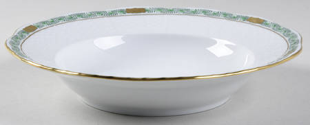 Chinese Bouquet Garland Green Rim Soup Bowl