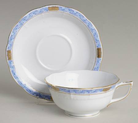 Chinese Bouquet Garland Blue Footed Cup & Saucer Set