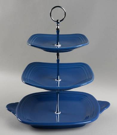 Fiesta Lapis Blue (Intro 2013) 3 Tiered Serving Tray (SQTRH,LPS,SPS)