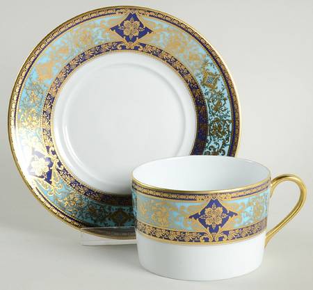 Matignon Blue Flat Cup & Saucer Set