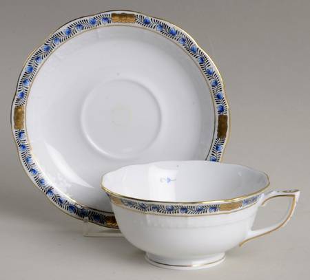 Chinese Bouquet Garland Black and Blue Footed Cup & Saucer Set
