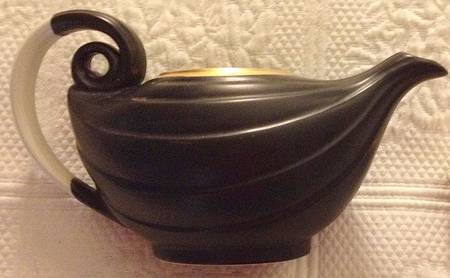 Black and White with Gold Aladdin Teapot No Lid