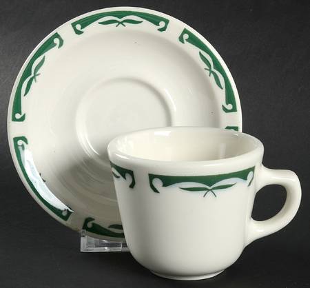Green Wing Flat Cup & Saucer Set