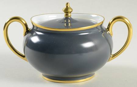 Color Block Gold Grey Sugar Bowl & Lid