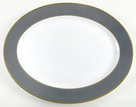 Color Block Gold Grey 15" Oval Serving Platter