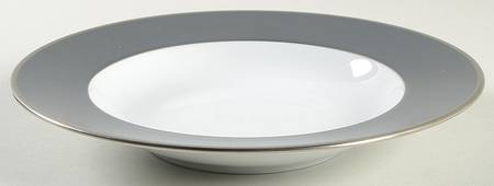Color Block Platinum Grey Large Rim Soup Bowl