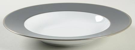 Color Block Platinum Grey Large Rim Soup Bowl
