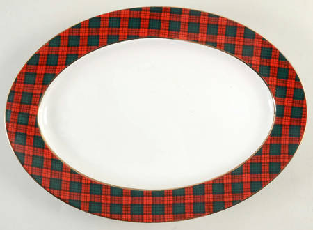 Gold Tartan 14" Oval Serving Platter