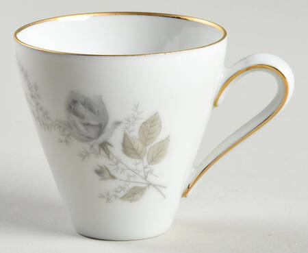 Grey Rose Gold Trim Flat Demitasse Cup