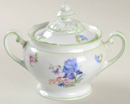 5873 Green Trim Sugar Bowl & Lid