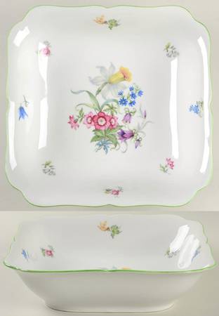 5873 Green Trim 8" Square Vegetable Bowl