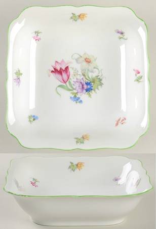 5873 Green Trim 7" Square Vegetable Bowl