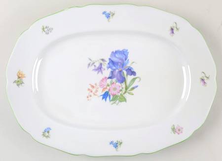 5873 Green Trim 14" Oval Serving Platter